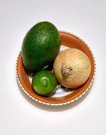 avocado, lime and onion