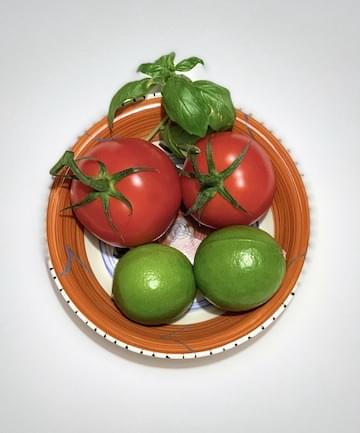 tomatoes, lime and basil